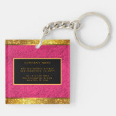 Modern 2in1 Gold Glitter Pink Visitekaartje & & Sleutelhanger (Achterkant)