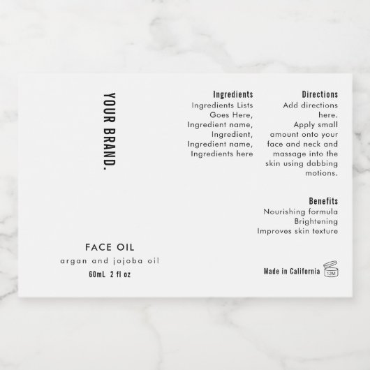 Modern 2oz Dropper Bottle Waterproof Label Voedselcontainer Etiket (Enkel label)