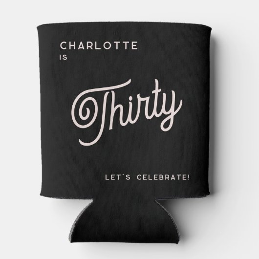 Modern 30 Dertig Verjaardag Zwart Roze Blikjeskoeler (Achterkant)