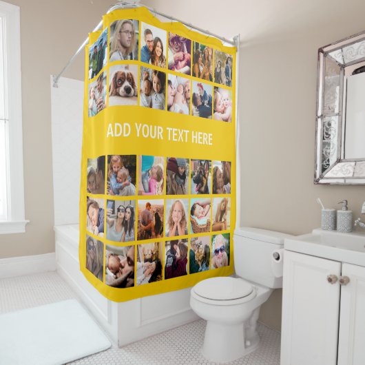 Modern 30 Foto Collage Yellow Douchegordijn (In situ)