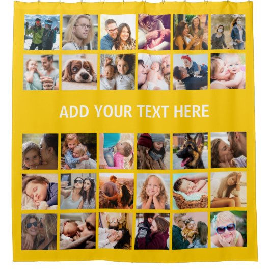 Modern 30 Foto Collage Yellow Douchegordijn (Voorkant)