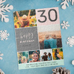 Modern 30-jarig roze 6 foto-collage raster legpuzzel<br><div class="desc">Moderne 30-jarige roze 6 foto-collage grid puzzle</div>