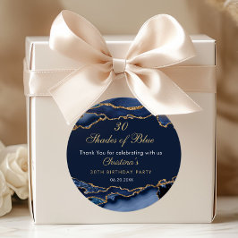 Modern 30 Shades of Blue Birthday Party Ronde Sticker