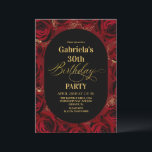 Modern 30th Birthday Elegant Black Red Floral Kaart<br><div class="desc">Modern black and red with gold birthday invitation template is perfect for stylish birthday party. Elegant-minimalistic themed invite is full of fun and modern design elements,  elegant calligraphy and modern fonts. Birthdays are special days,  and this invite can help it make a memorable for friends.</div>