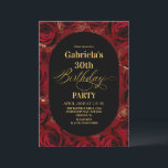 Modern 30th Birthday Elegant Black Red Floral Kaart<br><div class="desc">Modern black and red with gold birthday invitation template is perfect for stylish birthday party. Elegant-minimalistic themed invite is full of fun and modern design elements,  elegant calligraphy and modern fonts. Birthdays are special days,  and this invite can help it make a memorable for friends.</div>