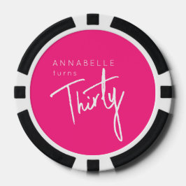 Modern 30th Dertigste verjaardagsfeestje roze Poker Chips
