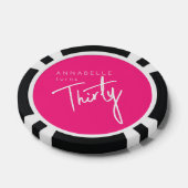 Modern 30th Dertigste verjaardagsfeestje roze Poker Chips (Enkel)