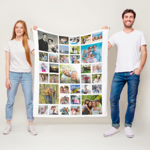 Modern 33 Foto Collage op maat van uw kleur Fleece Deken