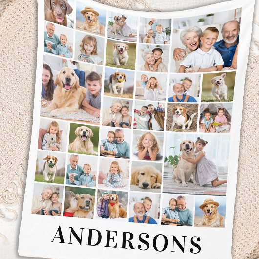 Modern 33 Fotocollage Gepersonaliseerde Afbeelding Fleece Deken