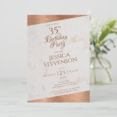 Modern 35e verjaardag marmeren koper schuin script kaart (Staand voorkant)