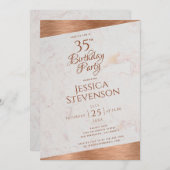 Modern 35e verjaardag marmeren koper schuin script kaart (Voorkant / Achterkant)