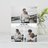 Modern 3 aangepaste foto's besparen de datum-uitno kaart (Staand voorkant)