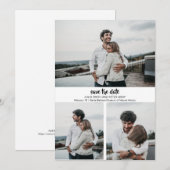 Modern 3 aangepaste foto's besparen de datum-uitno kaart (Voorkant / Achterkant)