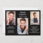 Modern 3 Afstuderen Foto zwart (bewerkbare kleur) Kaart (Voorkant)