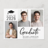 Modern 3 Afstuderen Vet script foto's Aankondigingskaart (Voorkant)