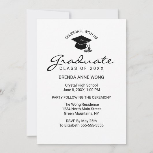 Modern 3 Afstuderen voor zwart fotocollage Aankondiging (Achterkant)