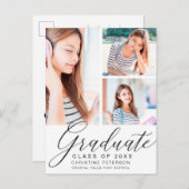 Modern 3 Afstuderen voor zwart fotocollage Briefkaart (Voorkant / Achterkant)