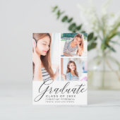 Modern 3 Afstuderen voor zwart fotocollage Briefkaart (Staand voorkant)