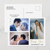 Modern 3 Collage Weddenschap met foto's Hartelijk  Aankondigingskaart (Voorkant / Achterkant)