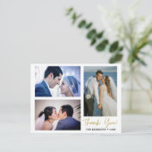 Modern 3 Collage Weddenschap met foto's Hartelijk  Aankondigingskaart (Staand voorkant)