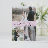 Modern 3 Collage Weddenschap met foto's Hartelijk Bedankkaart (Staand voorkant)