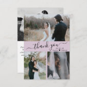 Modern 3 Collage Weddenschap met foto's Hartelijk Bedankkaart (Voorkant / Achterkant)