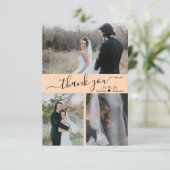 Modern 3 Collage Weddenschap met foto's Hartelijk  Bedankkaart (Staand voorkant)