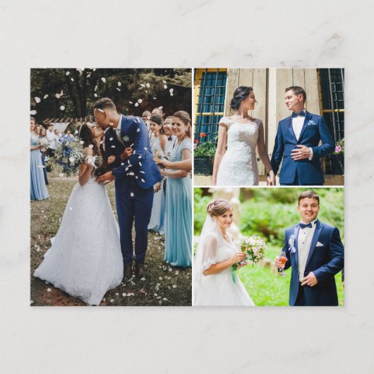 Modern 3 Collage Weddenschap met foto's Hartelijk  Briefkaart (Voorkant)