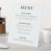 Modern 3-cursus bruiloft menu reclamebord met voetstuk (Insitu)