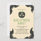 Modern 3-Eyed Pompoen & Vleermuizen Halloween Part Kaart (Voorkant)