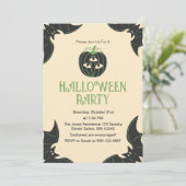 Modern 3-Eyed Pompoen & Vleermuizen Halloween Part Kaart (Staand voorkant)