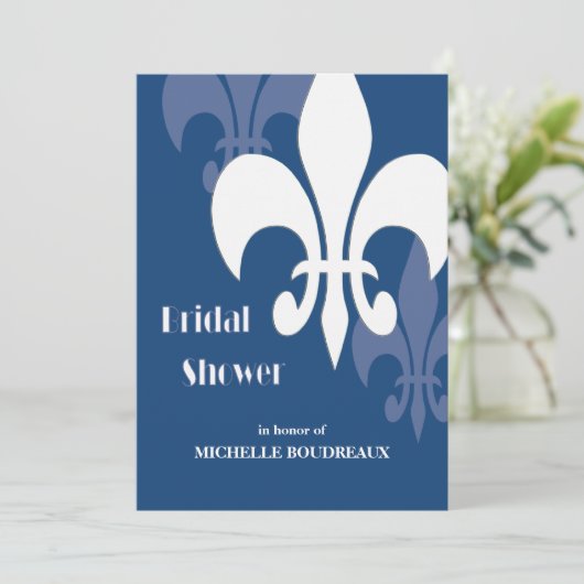 Modern 3 Fleur de Lis Vrijgezellenfeest (donkerbla Kaart (Staand voorkant)