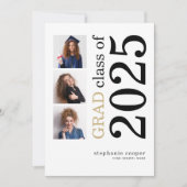 Modern 3 foto 2023 White Afstuderen Aankondiging (Voorkant)