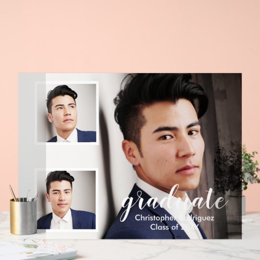 Modern 3 Foto Afstuderen Acryl Bord (Huwelijk)