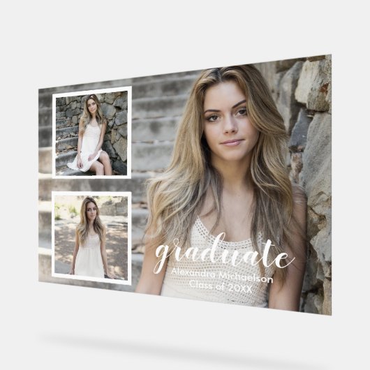 Modern 3 Foto Afstuderen Acryl Bord (Hoek)