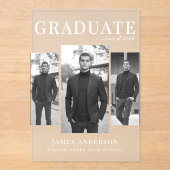 Modern 3 foto Afstuderen Acryl Uitnodigingen (Voorkant)