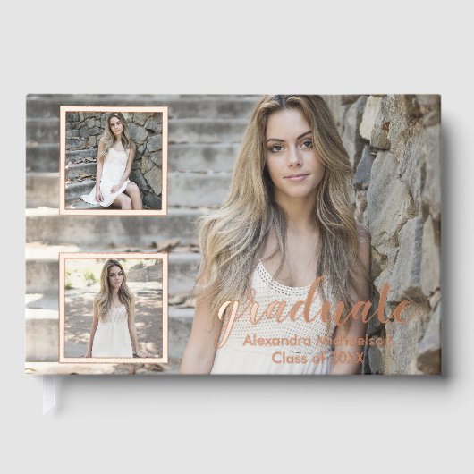 Modern 3 Foto Afstuderen Gastenboek (Voorkant)