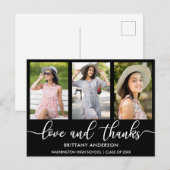 Modern 3 Foto Afstuderen Liefde en Bedankt B Aankondigingskaart (Voorkant / Achterkant)