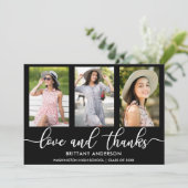Modern 3 Foto Afstuderen Love and Bedankt Aankondiging (Staand voorkant)