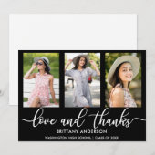 Modern 3 Foto Afstuderen Love and Bedankt Aankondiging (Voorkant / Achterkant)