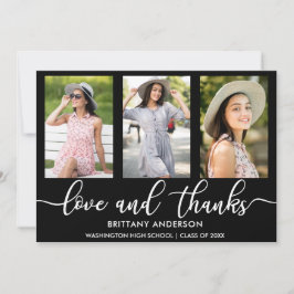 Modern 3 Foto Afstuderen Love and Bedankt Aankondiging