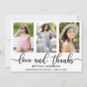 Modern 3 Foto Afstuderen Love and Bedankt W Aankondiging (Voorkant)