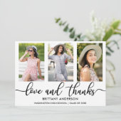Modern 3 Foto Afstuderen Love and Bedankt W Aankondiging (Staand voorkant)
