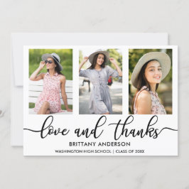 Modern 3 Foto Afstuderen Love and Bedankt W Aankondiging