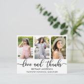Modern 3 Foto Afstuderen Love and Bedankt W Aankondigingskaart (Staand voorkant)
