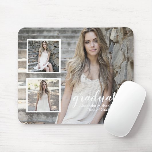 Modern 3 Foto Afstuderen Muismat (Met muis)