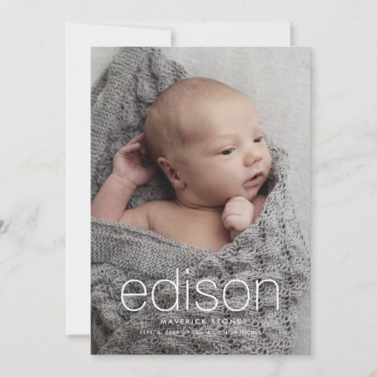 Modern 3 foto Baby geboorte Aankondiging (Voorkant)