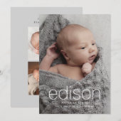 Modern 3 foto Baby geboorte Aankondiging (Voorkant / Achterkant)