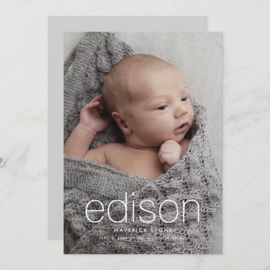 Modern 3 foto Baby geboorte Aankondiging (Voorkant / Achterkant)