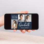 Modern 3 foto blauw afstudeerfeest kaart